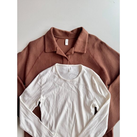 KOTN Tops - Lot of 2 KOTN Size S Cotton Tops - Fitted Jersey T-Shirt & Long Sleeve Cozy Polo